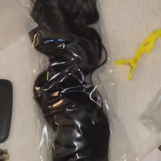 Invisible Wire Hair Extensions  20 Inch Natural Black Long Wavy Synthetic Hairpiece With Transparent Wire Adjustable Size 4 Secure Clips For Women