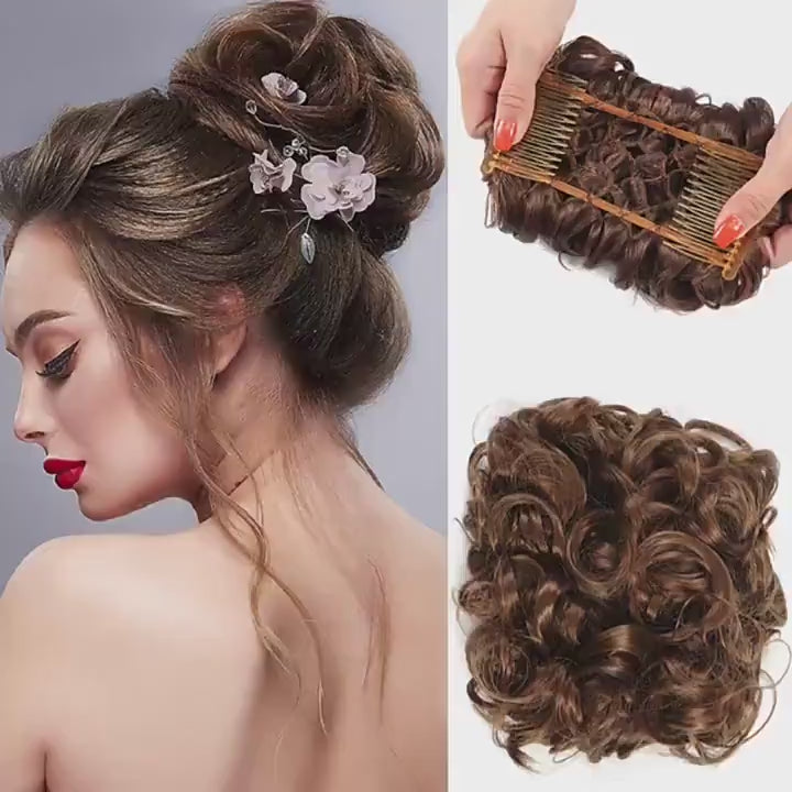 Messy Bun Hair Piece Wavy Curly Scrunchies Dirty Blonde Synthetic Ponytail Hair Extensions Thick Updo Large Hairpieces For Women Girls