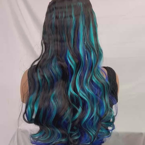 One Piece Hair Extension Synthetic 5 Clip Long Curly Hair Extensions Wig Natural Lifelike Wig