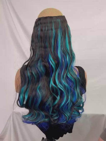 One Piece Hair Extension Synthetic 5 Clip Long Curly Hair Extensions Wig Natural Lifelike Wig