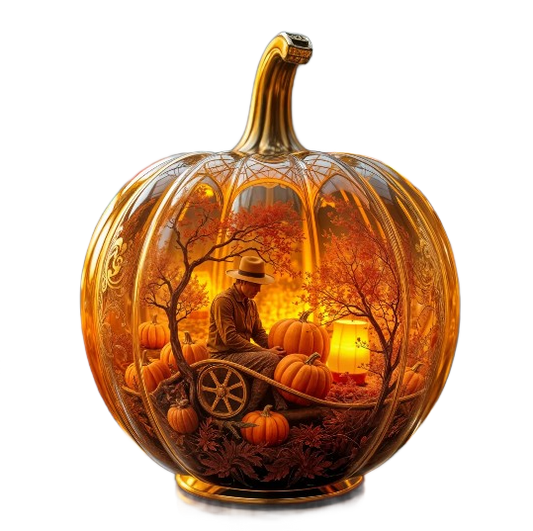 Halloween Pumpkin Cutout with Transparent Background - Digital Download DIY Stickers, Canvas Print, AI Wall Art, Junk Journal, Cottage Core