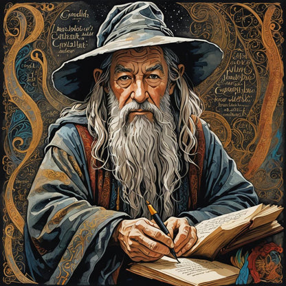 LOR Old Wizard with books in library - Create Your Own Art - Digital Download - Custom Wall Print - Retro Vintage Style DIY Art - Gift for Friend