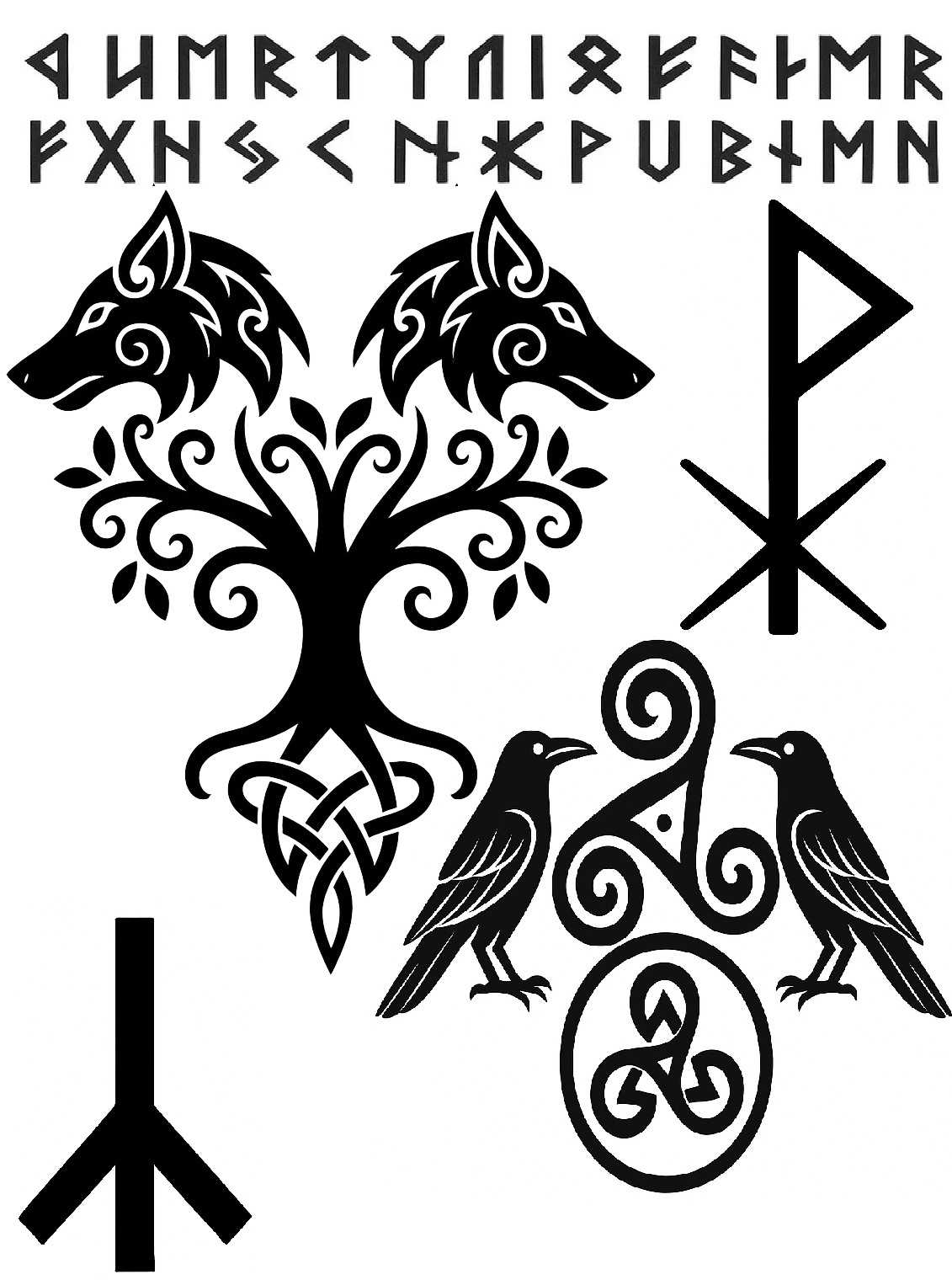 Viking Temporary Tattoo Set Norse Runes Vegvisir Compass Helm of Awe Nordic Warrior Designs for Cosplay LARP Festivals and Reenactments