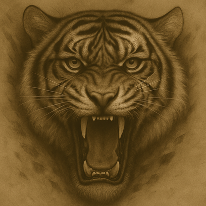 Lions and Tigers Bears and Wolves Oh My Digital Print Set of 4 | Wildlife Animal Wall Art | Rustic Woodland Nature Decor | Cabin Lodge Gift