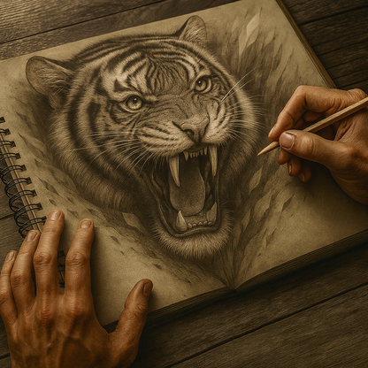 Lions and Tigers Bears and Wolves Oh My Digital Print Set of 4 | Wildlife Animal Wall Art | Rustic Woodland Nature Decor | Cabin Lodge Gift