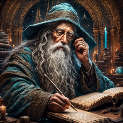 LOR Old Wizard with books in library - Create Your Own Art - Digital Download - Custom Wall Print - Retro Vintage Style DIY Art - Gift for Friend