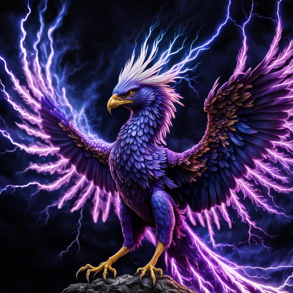 Bring a touch of whimsical, uplifting charm to your space with this beautiful Bird of Prey Surrounded By Lightning In The Night Sky - Instant Download Fairycore Cottagecore DIY Crafts - High Resolution Versatile Digital Art piece! This versatile design can be used in a variety of ways to enhance your home decor or craft projects.