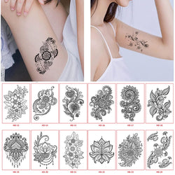 12 sheet Lace Tattoo for Female for Women Teens Girls Tattoos, mandala flower tattoo stickers, feather tattoo stickers