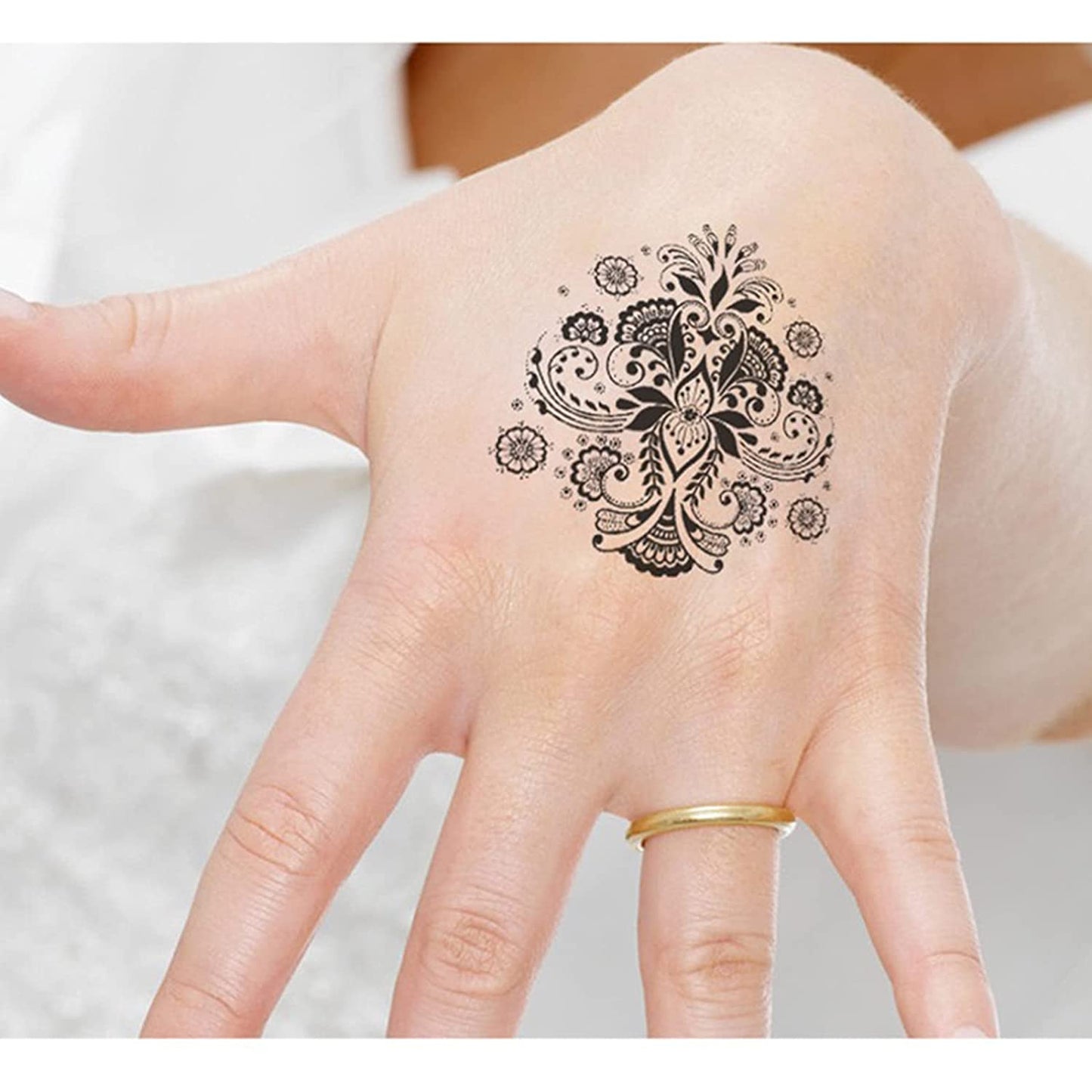 Semi Permanent Long Lasting Realistic Flower Lace Waterproof Temporary Tattoos Fake Flower Stickers