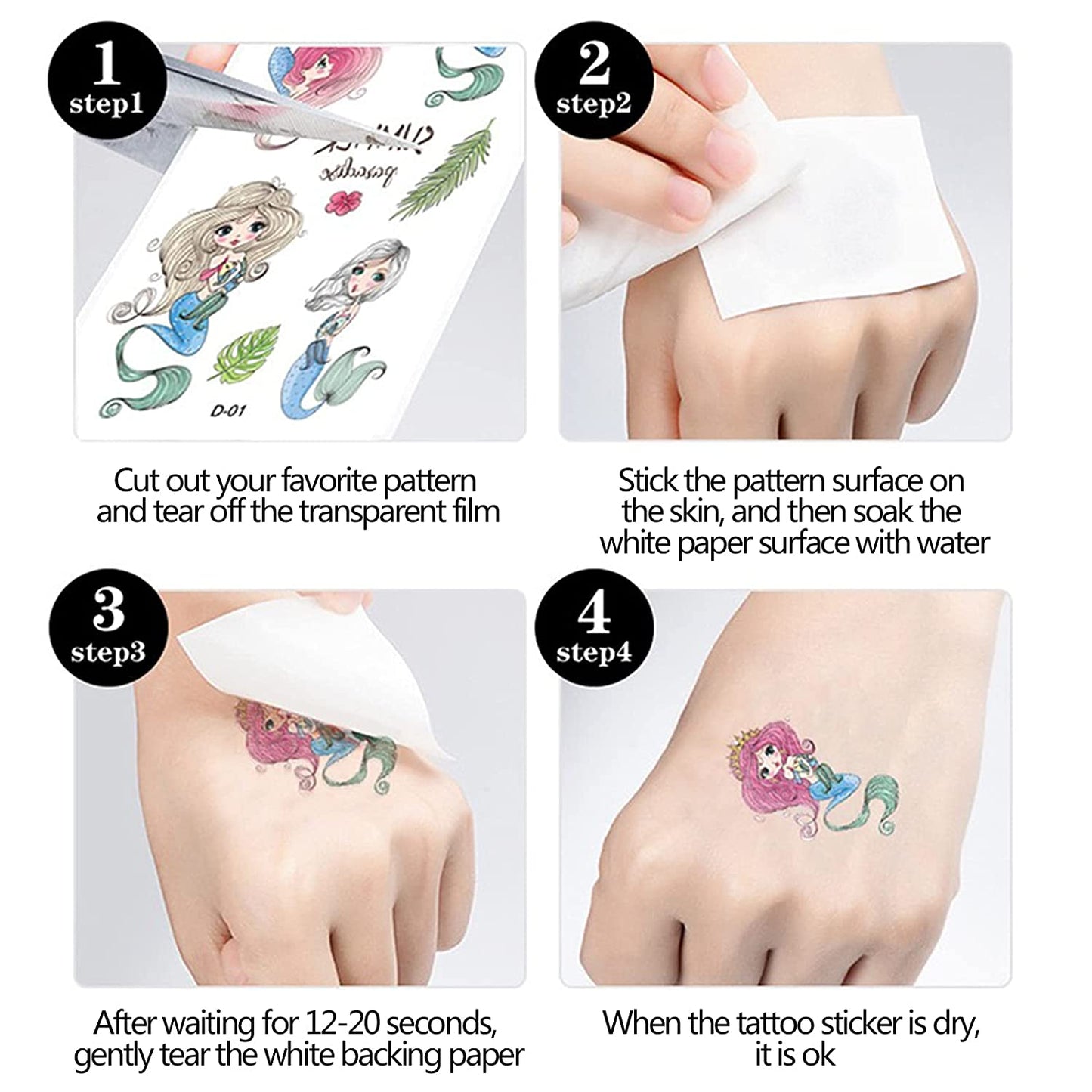 Semi Permanent Long Lasting Realistic Flower Lace Waterproof Temporary Tattoos Fake Flower Stickers