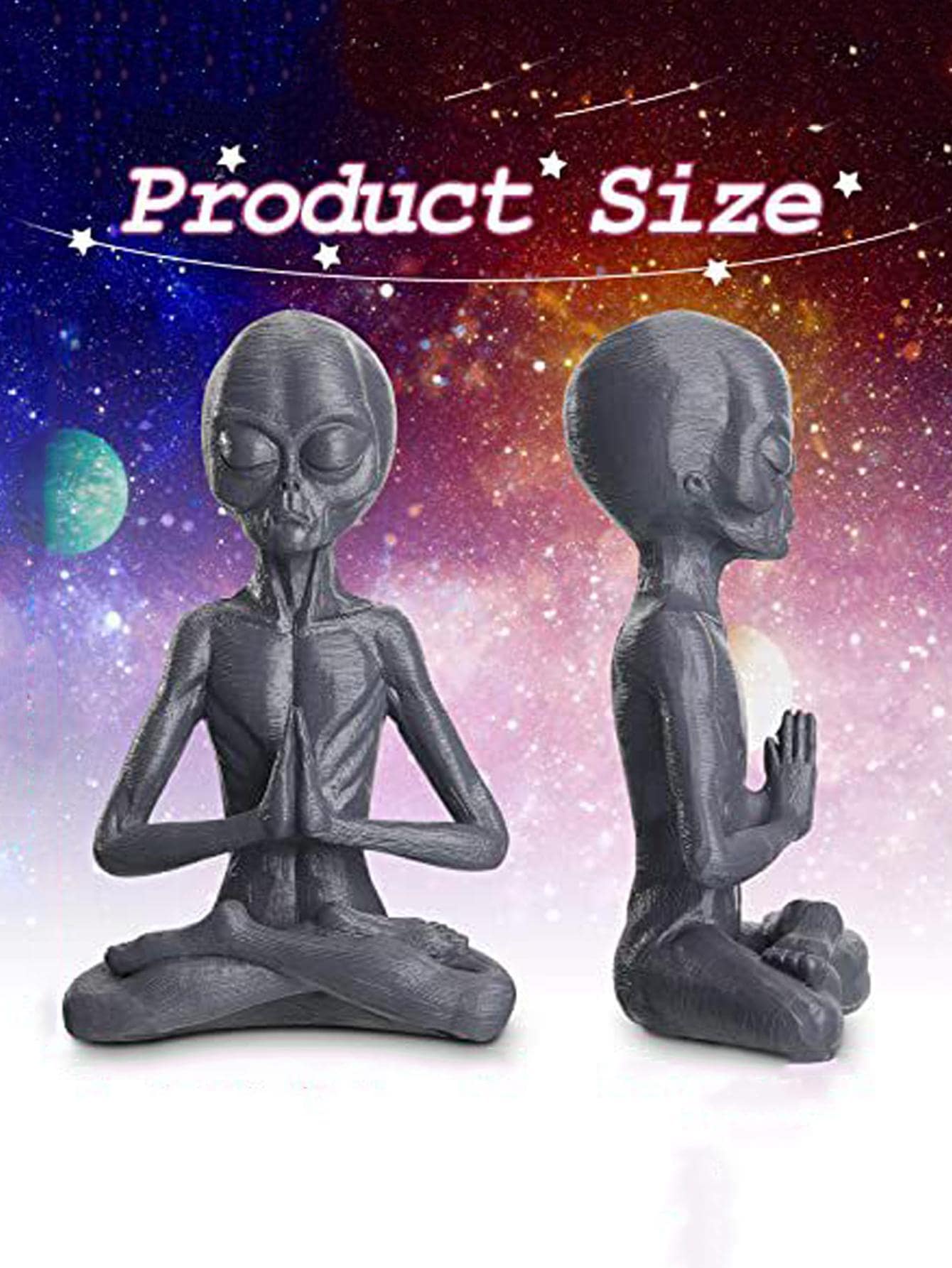 Meditation Alien Statue Resin Artwork Sculpture Buddha Meditation Alien Yoga Statue Art Decoration for Home or Office Garden Ornament, Alien Design Gardening Lawn Ornament For Outdoor