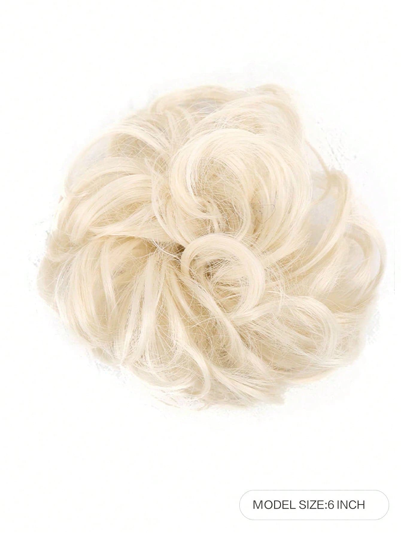 Messy Bun Hair Curls Synthetic Wavy bun ponytail Hair Extensions Thick updo Bun Women Girls 6 inch, pale grayish brown and bleached blonde