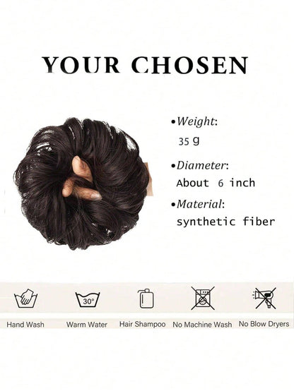 Messy Bun Hair Curls Synthetic Wavy bun ponytail Hair Extensions Thick updo Bun Women Girls 6 inch, pale grayish brown and bleached blonde