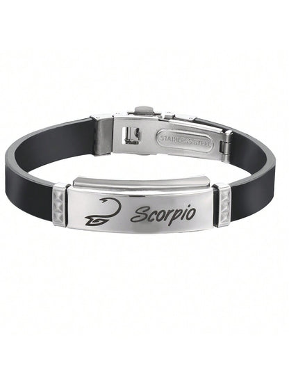 Stainless Steel & Silicone Choose Your Zodiac Sign Bracelet, Suitable For Daily Wear