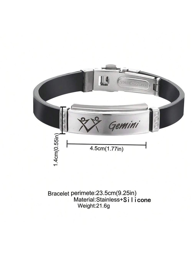 Stainless Steel & Silicone Choose Your Zodiac Sign Bracelet, Suitable For Daily Wear