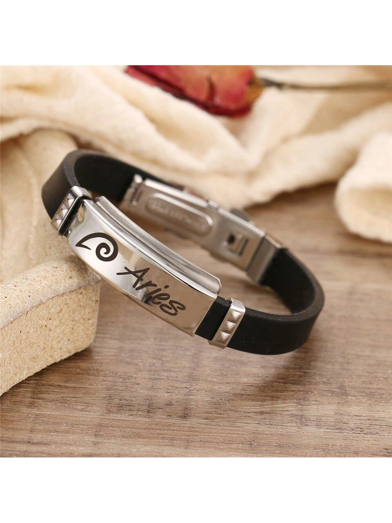 Stainless Steel & Silicone Choose Your Zodiac Sign Bracelet, Suitable For Daily Wear