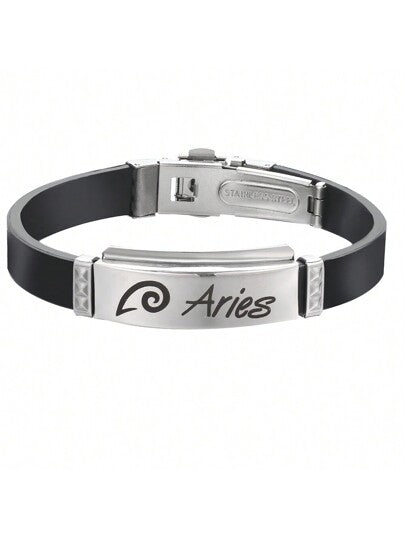 Stainless Steel & Silicone Choose Your Zodiac Sign Bracelet, Suitable For Daily Wear