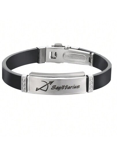 Stainless Steel & Silicone Choose Your Zodiac Sign Bracelet, Suitable For Daily Wear