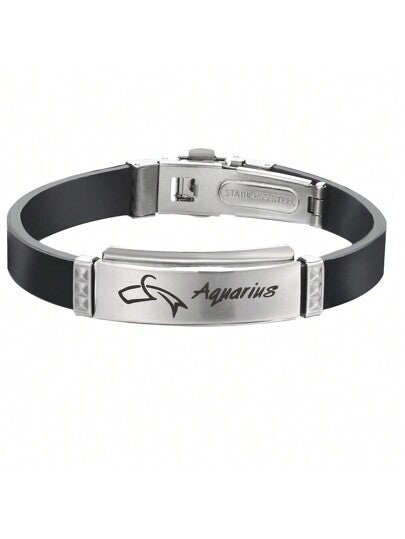 Stainless Steel & Silicone Choose Your Zodiac Sign Bracelet, Suitable For Daily Wear