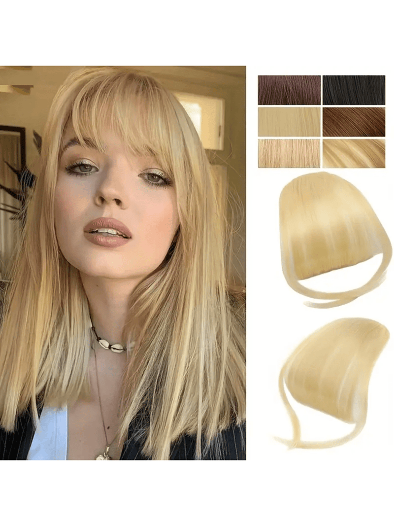 Bangs Clip In Bangs Extensions Wispy Fringe Air Bangs Clip On Hairpiece For Women blonde
