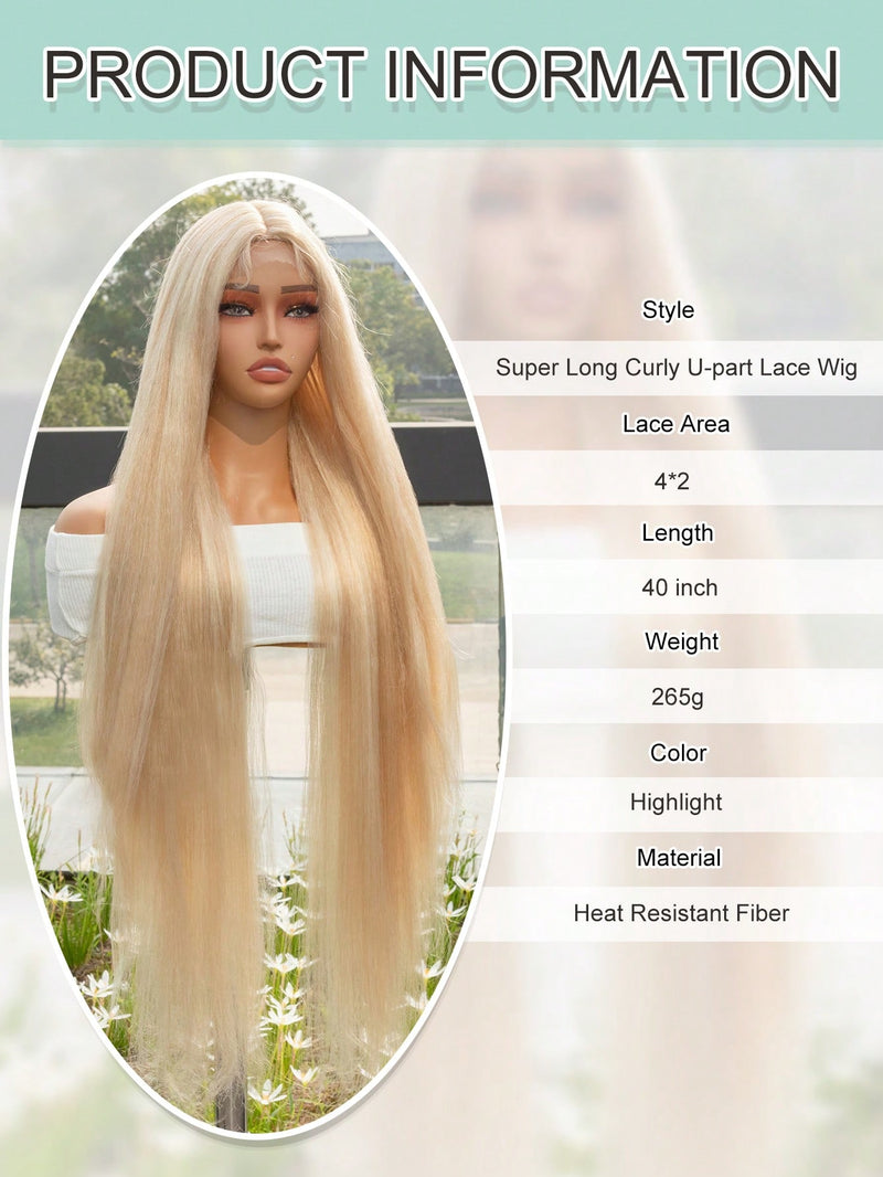 Straight Wig Lace Synthetic highlight Straight Lace Wigs Pre Plucked With Baby Hair Long Natural Hair Lace Wig Cosplay Daily use Halloween  Christmas