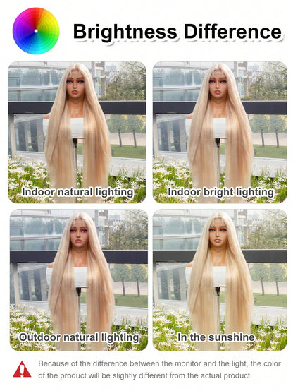 Straight Wig Lace Synthetic highlight Straight Lace Wigs Pre Plucked With Baby Hair Long Natural Hair Lace Wig Cosplay Daily use Halloween  Christmas