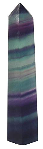 Healing Crystals| 2" Rainbow Fluorite Crystal Wands| 6 Faceted Reiki Chakra Meditation Therapy 4 Pcs