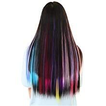 Fluffy Stunning Colorful Straight Clip in Hair Extensions Clips 26 Multi Color Set 22 Inches Long 