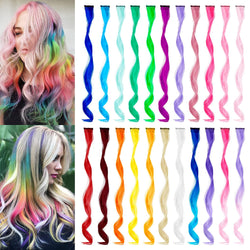 22 Pcs Colored Hair Extensions Curly Wavy Accessories for Girls Women Kid, Multi-colors Party Highlights Clip in Synthetic Rainbow Hairpiece (Colorful Set)