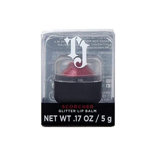 TATTOO JUNKEE Scorcher Glitter Bomb Lip Balm, Cherry-Red Hydrating & Lightweight Tinted Balm with Ultra-Fine Shimmer Effects, Layer Over Lipstick or Wear Alone, 0.17 Oz