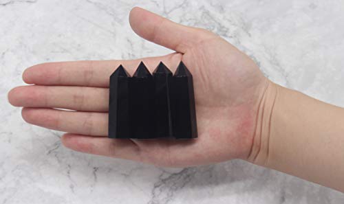 Healing Crystal Wands | 2" Black Obsidian| 6 Faceted Reiki Chakra Meditation Therapy 4 PCS