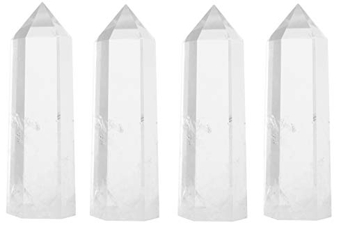 Healing Crystal Wands | 2" Clear Quartz Crystal Wand 6 Faceted Reiki Chakra Meditation Therapy 4 PCS
