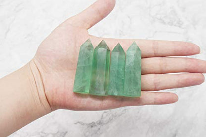 Healing Crystal Wands | 2" Green Fluorite Quartz Crystal Wand | 6 Faceted Reiki Chakra Meditation Therapy 4pcs