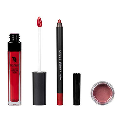 TATTOO JUNKEE Rebel Lip Trio Lip Paint Kit, Includes Red Lip Liner & Matte Long-Wear Lip Paint + Coordinating Red Velvety Effects