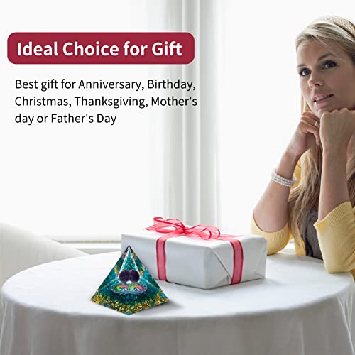 MXiiXM Orgone Pyramid for Positive Energy, Amethyst Crystal Ball Handmade Pyramid, Protection Crystals Energy Generator for Stress Reduce Healing Meditation Attract Wealth Lucky (30 Shape)