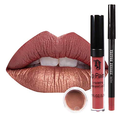 TATTOO JUNKEE Luminous Star Kit - Includes Big Shot Deep Burgundy Lip Trio Paint Kit, Luminous Bright Color Glitter Bomb Lip Balm, & Starlight Metallic Light Nude Eyeshadow