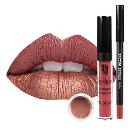 TATTOO JUNKEE Luminous Star Kit - Includes Big Shot Deep Burgundy Lip Trio Paint Kit, Luminous Bright Color Glitter Bomb Lip Balm, & Starlight Metallic Light Nude Eyeshadow