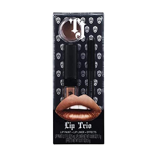 TATTOO JUNKEE Minx Lip Trio Lip Paint Kit, Includes Mocha Lip Liner & Matte Long-Wear Lip Paint + Coordinating Spicy Bronze Effects
