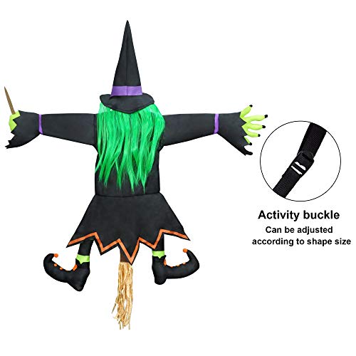 Crashing Witch into Tree Halloween Decoration with Don’t Drink and Fly Warning Sign