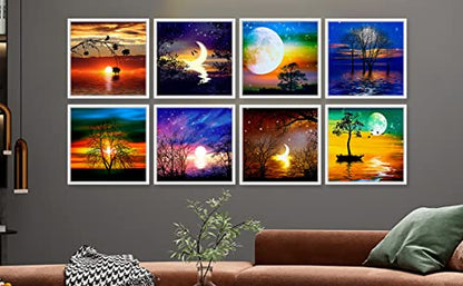 12 Pack DIY 5D Diamond Painting Kit,Diamond Painting Kits for Adults,Full Drill Diamond Art Paint by Numbers Star Moon Diamonds Gem Art Drill with Diamond Tool Sets 12" x 12"