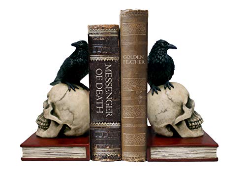 Ravens on Skulls Bookends Gothic