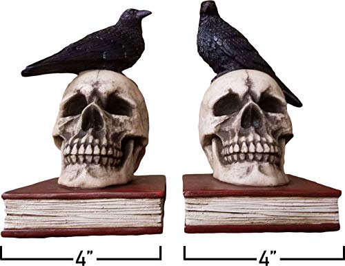 Ravens on Skulls Bookends Gothic