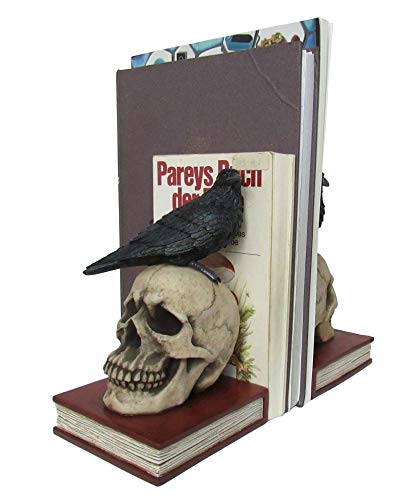 Ravens on Skulls Bookends Gothic