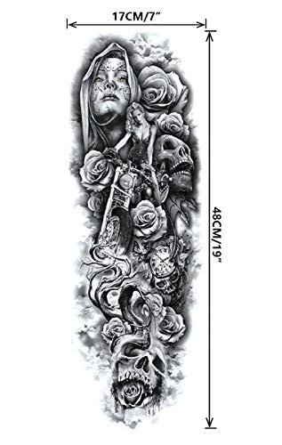 Full Arm Temporary Tattoo For Man Women L19“xW7”(12 Sheets)