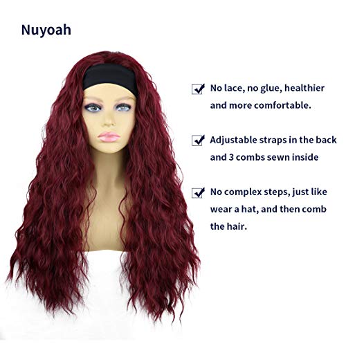 Burgundy Red Headband Wig | Synthetic NON Lace Front | 24" 150% Density Loose Wave | Human Hair Feel