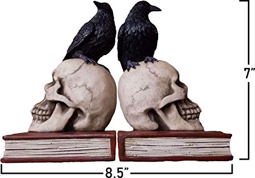 Ravens on Skulls Bookends Gothic