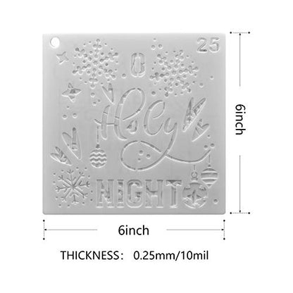 Christmas Decoration Stencils 25 Painting Templates for Scrapbooking Cookie Tile Furniture Wall Floor Craft Drawing Tracing Teacher Supplies