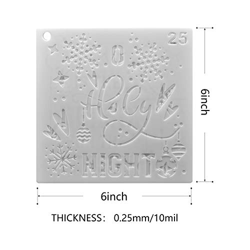Christmas Decoration Stencils 25 Painting Templates for Scrapbooking Cookie Tile Furniture Wall Floor Craft Drawing Tracing Teacher Supplies