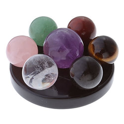 Jovivi Seven Star Group Natural Amethyst Chakra Crystal Sphere Ball