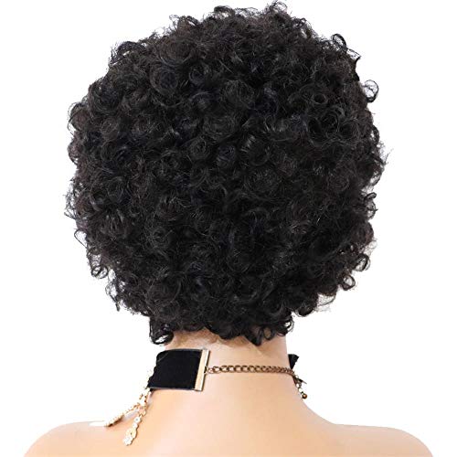 NATURAL BLACK BRAZILIAN VIRGIN HAIR PIXIE CUT MACHINE MADE WIG